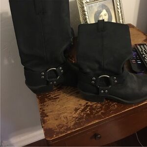 Genuine, leather black boots